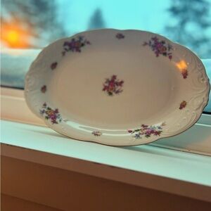 Vintage Floral White Porcelain Polish Serving Platter